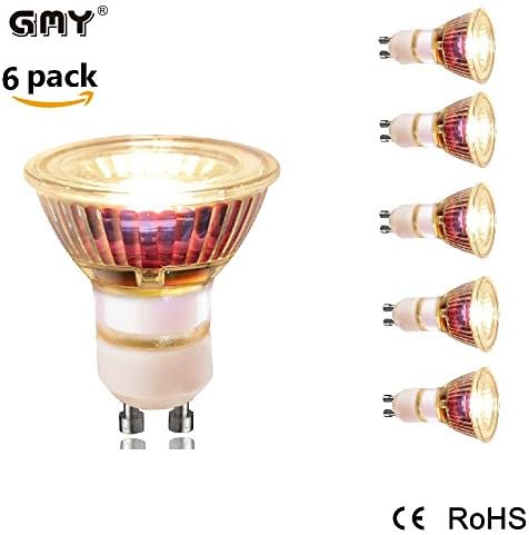 GMY Lighting Led Light Bulb Filp-chip GU10 3W Spotlight Glass 20W Halogen Bulb Equivalent 3000K (6 Pack)