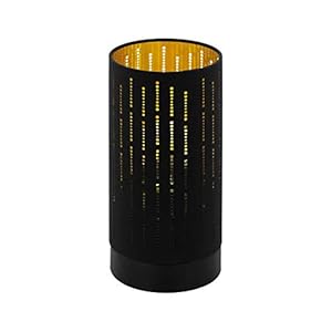 Eglo Tafellamp Varillas, 1 tafellamp, modern nachttafellampje van staal en textiel, woonkamerlamp in zwart, goud, lamp…