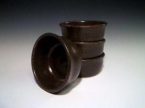 Stoneware Pottery Ceramic Ramekin Cups 8 oz. Brown Speckle Set of 4