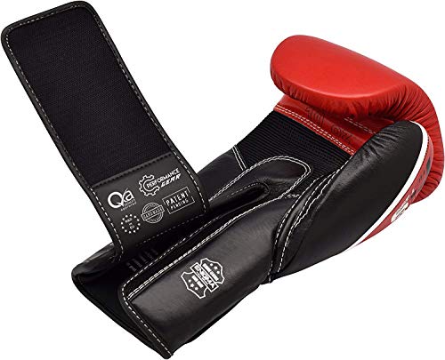 RDX Cow Hide Leather Gel Boxing Glove Punching Bag Mitts Muay Thai T9 - Blue, 16 oz, Blue