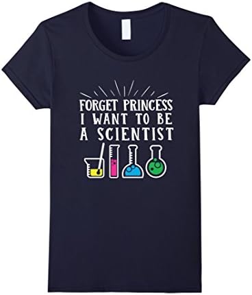 Women's Forget Princess I want to be a Scientist T-Shirt Graphic tee Large Navy
