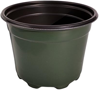 5 Inch Round Garden and Greenhouse Pots - Made in the USA - Reusable, Recyclable - Hydroponics, Seed Starting, Houseplants - Includes 'Plants Love Water' Bumper Sticker (Green, 25)