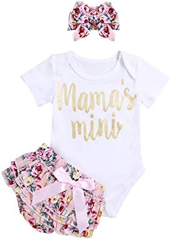 Newborn Baby Girl Summer Clothes Daddys Princess Romper Floral Shorts with Headband Bodysuit Outfit Sets