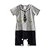 Mud Kingdom Baby Boys Gentleman Print Costume Summer Romper Gray 6-12M