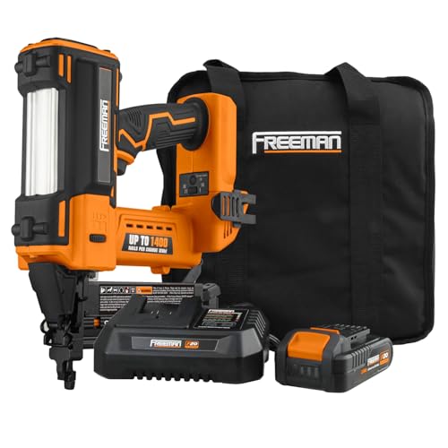 Freeman PE20V2118G2 20 Volt Cordless 2-in-1 18-Gauge Nailer/Stapler Kit with Li…