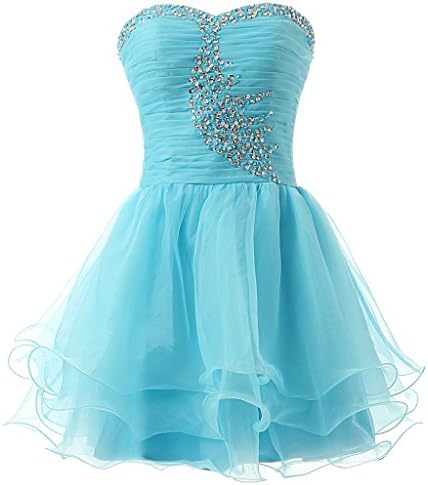 FNKS Women's Sequined Sweetheart Puffy Cocktail Homecoming Dress Short Prom Gown Blue US 8
