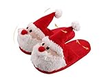 WHENOW Childrens/Kids/Adult 3D Christmas Novelty Slippers,Womens Indoor Warm Slippers, Slip-on Shoes Red EU 24-25