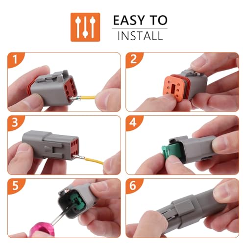 Flytuo 636PCS Deutsch Connectors Kit with Crimping Tool - 2/3/4/6/8/12 Pin Waterproof DT Connectors, Removal Tool, Size 16 Solid Terminal Contacts, 14-18 AWG (Grey)