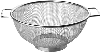 Coador e escorredor de cozinha fackelmann, aço inoxidável, peneira com borda redonda para coar e drenar líquidos, 20 centímetros, cor aço inoxidável, 20x9 cm, 1 unid.