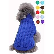 Small Dog Sweater, Warm Pet Sweater, Cute Knitted Classic Dog Sweaters for Small Dogs Girls Boys, Cat Sweater Dog Sweatshirt Clothes Coat Apparel for Small Dog Puppy Kitten Cat (Medium, Dark Blue)