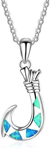 925 Sterling Silver Enamel Hawaiian Fish Hook Pendant Necklace Maori Tribal Vintage Pendant Necklace Chain 18"