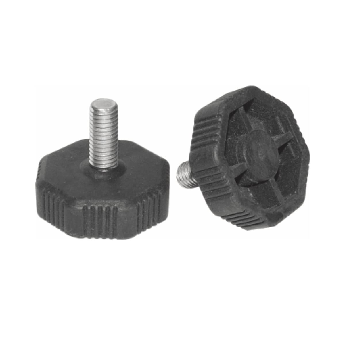 Unifizz Plastic Furniture Legs 8mmx20mm Screw-in Thread, Screw Foot Levelers Screw On Furniture for Table, Chair, OctagonAdjustable Feet, Black, 4pcs