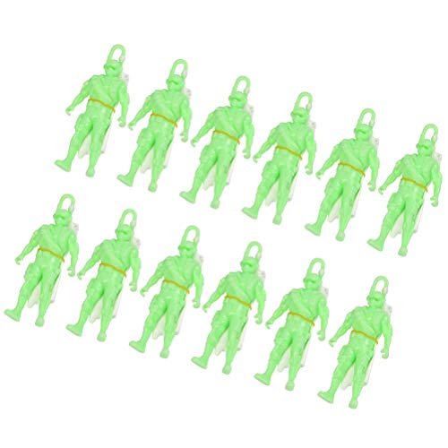 BUYGOO 12Pcs Toy Parachute, Glow in The Dark Paratrooper with Parachute Toys Set, Tangle Free Throwing Hand Throw Parachute Army Man Toss It Up and Watching Landing Outdoor Toys for Kids - Thumbnail 3