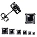 LOYALLOOK Unisex Stainless Steel Stud Earrings Set Posts Pierced Cubic Zirconia 6 Pairs 3-8mm Black