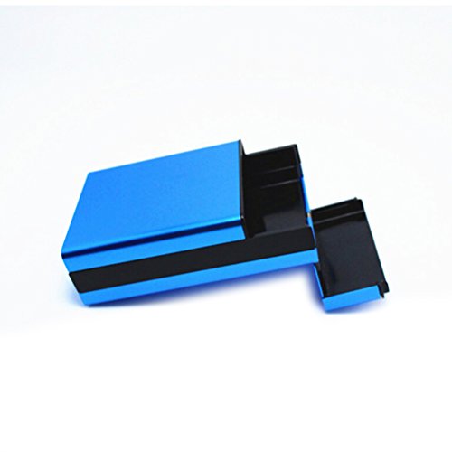 Tinksky Cigarette Case Lightweight Aluminium Silver Cigarette Box Cigar Protective Cover (Blue) - Gifts for Men