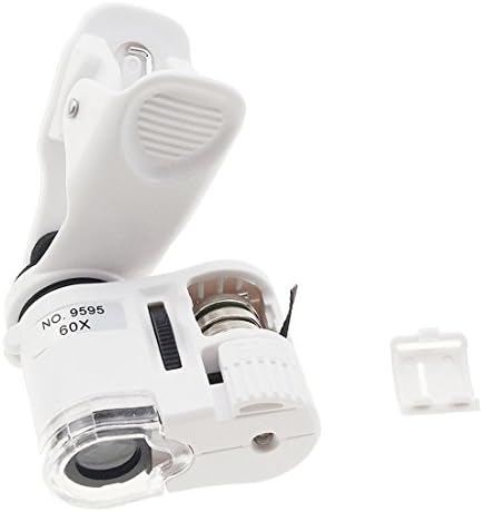 Skycoolwin 60X Universal Mobile Phone Mini Portable Clip LED Microscope Magnifier Loupe