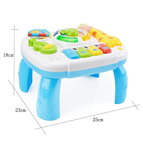 Wishtime Toddler Learning Table Music Toy 2 in 1 Early Education Toys Music Activity Center Table for Kids Babies Toddler Boys Girls 18+ Months
