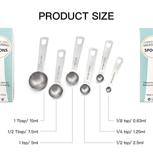 image for VOCH Measuring Spoons - Set of 6pcs Stainless Steel Baking Spoon for M