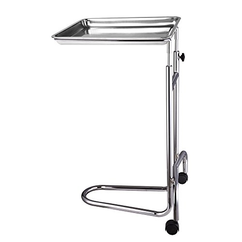 Koval Inc. Tattoo Body Piercing Instrument Rolling Mayo Stand - Chrome Removeable Tray Double Post