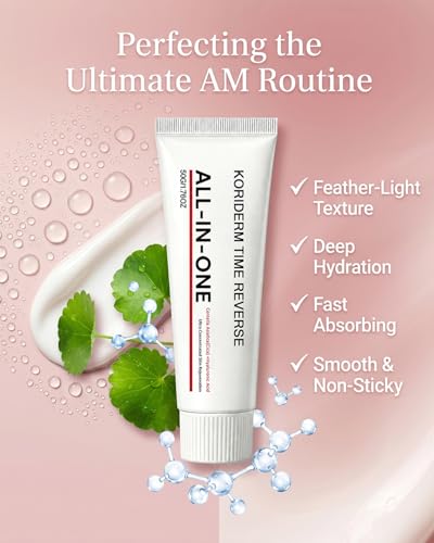 Koriderm Time Reverse Korean Skin Cream All-In-One for Face with Centella Asiatica Formula Collagen Hyaluronic Acid, Hydrating Moisturizer Nourishing Firming Fast Absorbing for Dry & Sensitive Skin