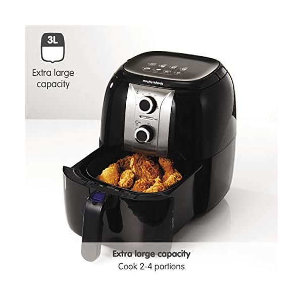 Morphy Richards 480003 Health - Air Fryer, Plastic, 1400 W, 3 Liters, Black