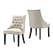 LSSBOUGHT Set of 2 Fabric Dining Chairs Leisure Padded Chairs with Black Solid Wooden Legs,Beige