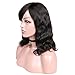 WIGER Human Hair Wigs Natural Wave Wigs with Bangs Short Wavy Wig Natural Black Color Virgin Human Hair Wigs for Women