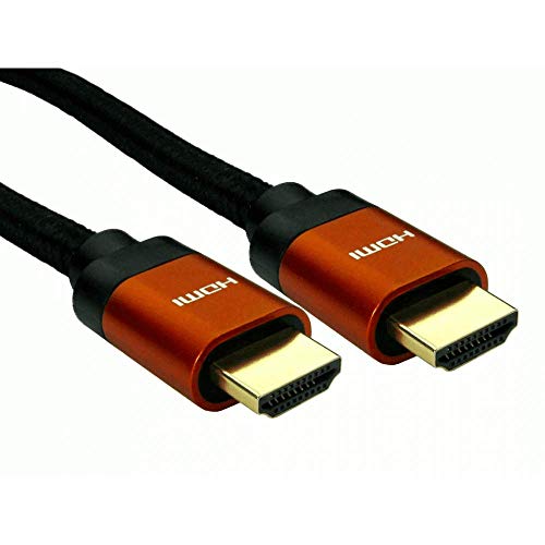 World of Data - 2m HDMI Cable - 8K - v2.1-48Gbps - Shielded - Braided - Aluminium Hood - ORANGE