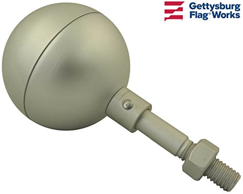 10" Diameter Silver Clear Anodized Ball Flagpole FinialTopper for In-ground outdoor Flagpoles