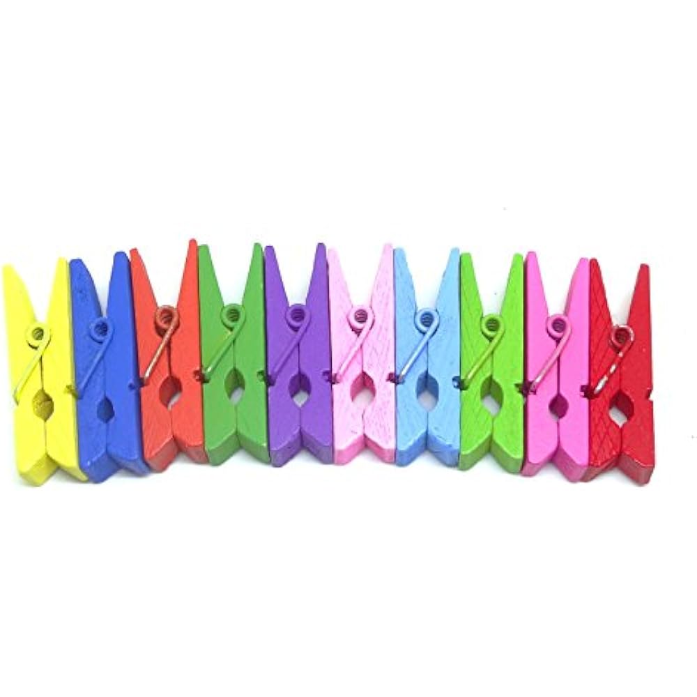 Mini Bright Colored Spring Natural Wooden Clothespins Photo Paper Peg