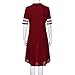Hotkey Women’s Striped Print Short Sleeve Casual A-line Midi Dress Summer Swing Dress Cocktail Boho Dress Party Dress Wine Redthumb 4