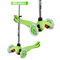 YUEBO Kids Scooter for Toddlers & Boys Girls Non-Batteries LED Light Up Baby Scooter/ 3 Wheels Height Adjustable Scooter Suitable for 2-8 Years Old Kids