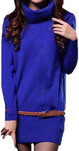 Zalezing Nice Women Fashion Korean Thicken High Collar Plus Size Pullover Sapphire BlueOne-Size