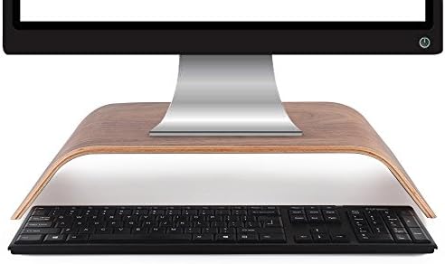 FabSelection 2pcs Wooden Monitor Stand Riser/ TV Stand/ Laptop Stand in Wood Grain Matt Finish, Screw-free Desk Shelf for Computer, MacBook, iMac, Printer, Gaming Console, Fax Machine (Walnut Color)
