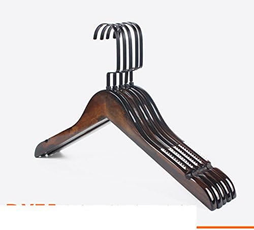 ASGGGFDFH Wide shoulder wood hangersfor suits,Solid wood hangers with non-slip trouser bar Velvet wood coat hangers clip Soft non-slip stripes pack of 10-H 38x24x1.2cm(15x9x0)