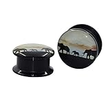 Longbeauty Pair Acrylic Ear Gauges Plugs Flesh Tunnels Expanders Screw Elephant Sunset Punk Jewelry