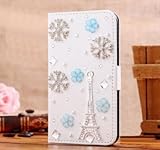 IPhone 6s Plus Case,Hundromi Iphone 6 Plus Luxury 3D Bling Crystal Rhinestone Wallet Leather Purse Flip Card Pouch Stand Cover Case for iphone 6 Plus/6s Plus(snow)