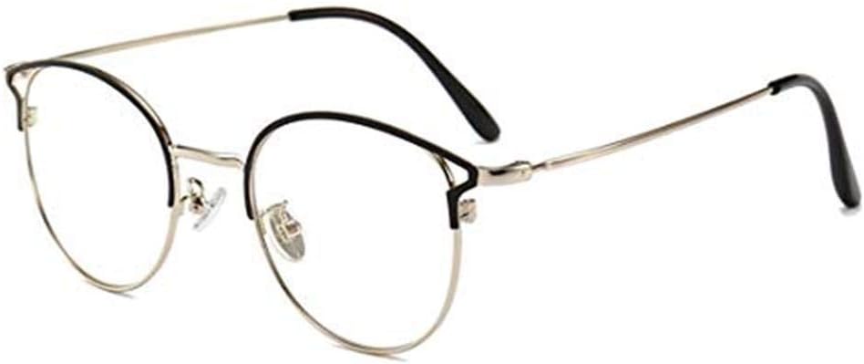 JOYIYUAN Anti-blue metal glasses frame female cat eye radiation protection glasses frame non prescription glasses men (Color : Black-Silver)
