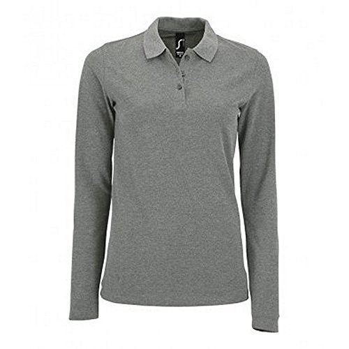 SOL'S Womens/Ladies Perfect Long Sleeve Pique Polo Shirt (M) (Gray Marl)