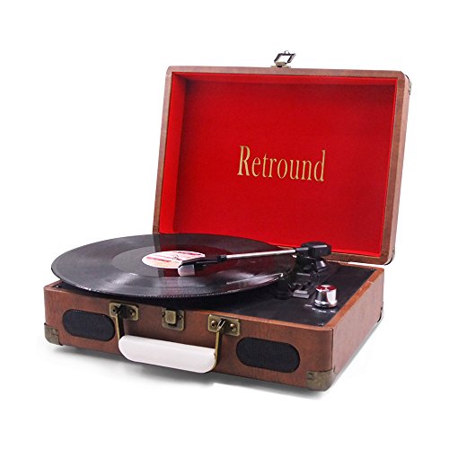 SW196B Portable Nostalgic Three-Speed Vinyl Turntable Player with Built-In Stereo Speakers (Brown) Promotion:buy turntable to send needle