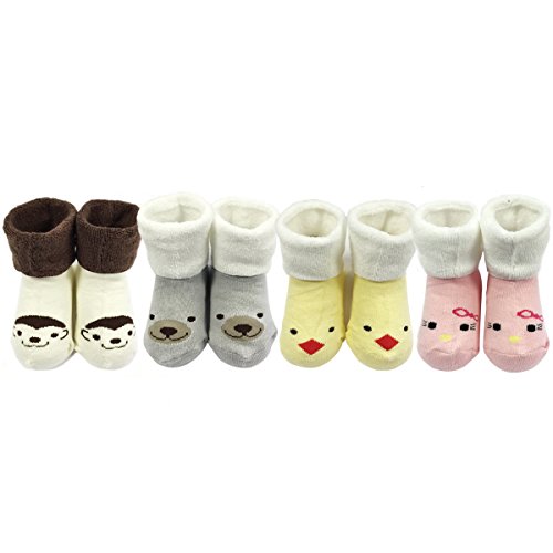 AllyDrew Animal Smileys Animal Socks for Infant/Baby (Set of 8)