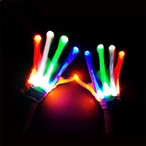 JUNGSON--LED Light Gloves Finger Lighting Electro Rave Party Dance Skeleton Halloween