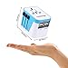 International Travel Adapter, All in One Universal Worldwide European Power Plug with 2.4A 4-Port USB Wall Charger for USA EU UK AUS Blue