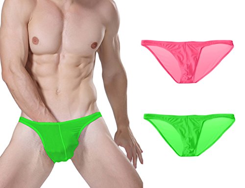 sandbank Men's Sexy Breathable Sheer Ice Silk Bikini Briefs Underwear Panties