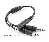 CablesOnline 3.5mm TRRS 4-Position Female to Dual 3-Position 3.5mm TRS Male Headset Splitter Adapter (IP-AY12C)