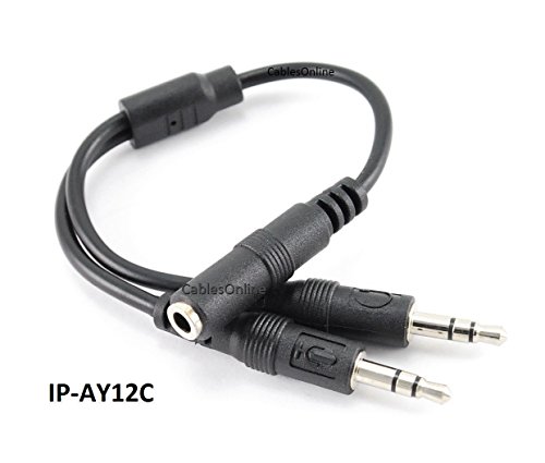 CablesOnline 3.5mm TRRS 4-Position Female to Dual 3-Position 3.5mm TRS Male Headset Splitter Adapter (IP-AY12C)