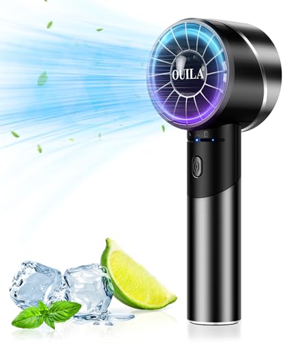 OUILA Mini Portable Handheld USB Fan, 2600mAh Rechargeable 4 Speeds Small Pocket Fan with Metal Material Pocket for Office Home Outdoor