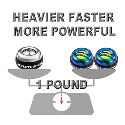 ACELETE Auto-Start 2.0 Power Ball Wrist Trainer Ball Forearm Exerciser Wrist Strengthener Workout Toy Spinner Gyro Ball with LED Lights