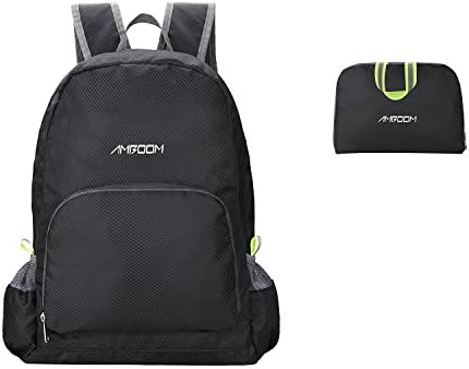 AMBOOM 35L Lightweight Packable Durable Travel Backpacking Packs Hiking Backpack Daypacks (Black)