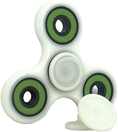 FIDGETRON SPINNER WHITE/GREEN WITH ADDITIONAL CAPS HAS HYBRID CERAMIC BEARINGS LONG SPIN TIME